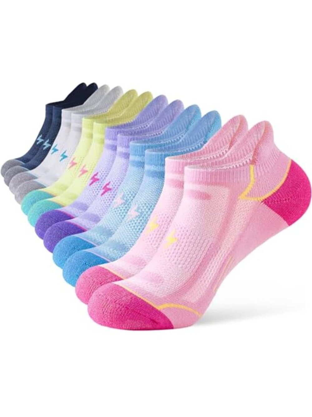 Women's Cotton Ankle Socks, 6 Pairs, Cushioned for Running